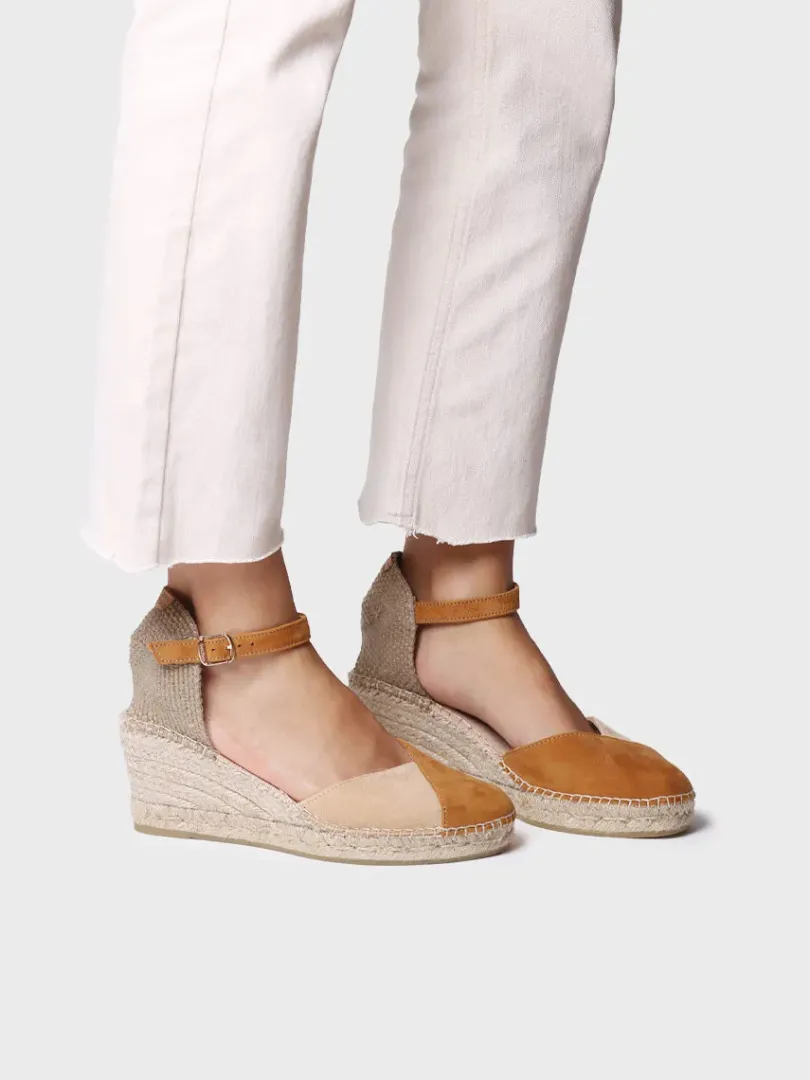 Toni Pons Cuñas Medias | Cerradas | BERAL - Alpargata de mujer en ante bicolor con cuña | BERAL