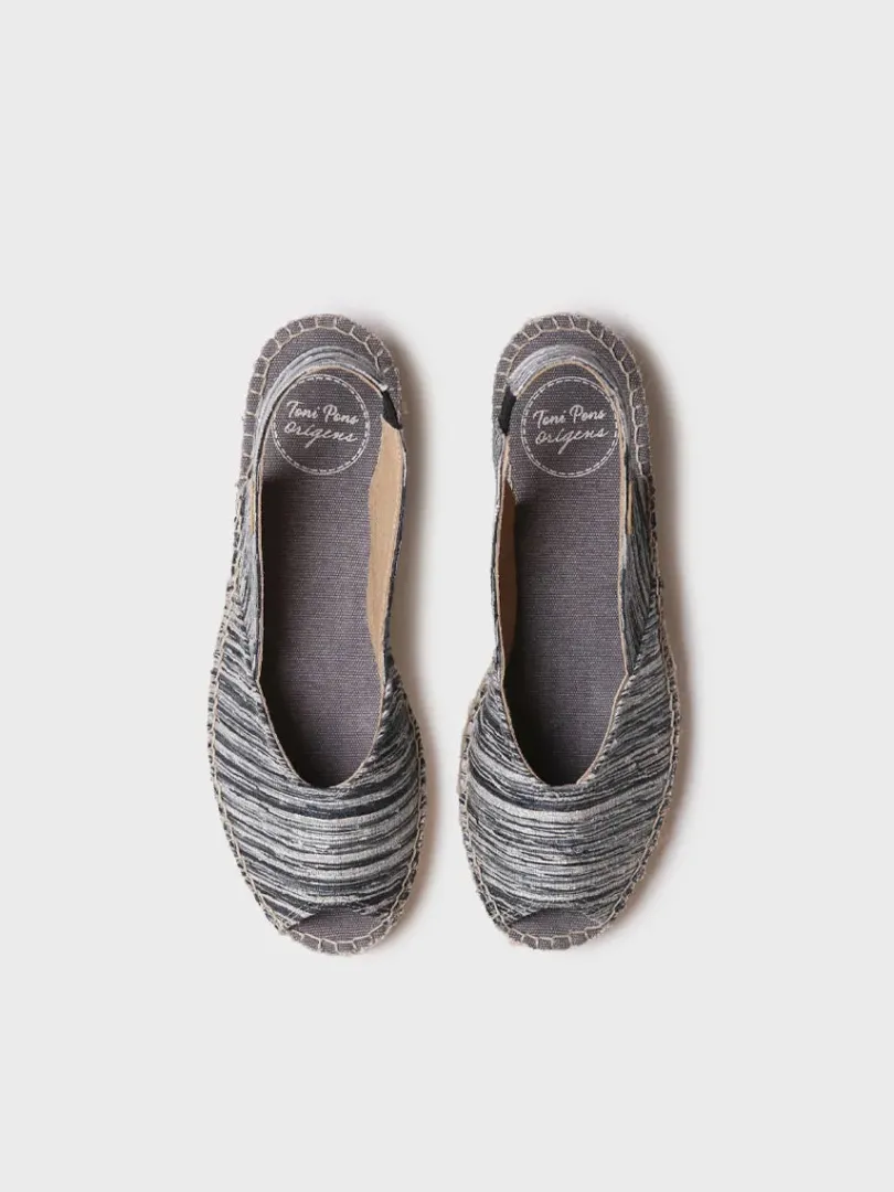 Toni Pons Cuñas Medias | Abiertas | BERI-RG - Alpargata peep toe de mujer con cuña y tejido rayado | BERI-RG
