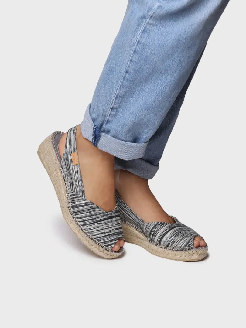 Toni Pons Cuñas Medias | Abiertas | BERI-RG - Alpargata peep toe de mujer con cuña y tejido rayado | BERI-RG