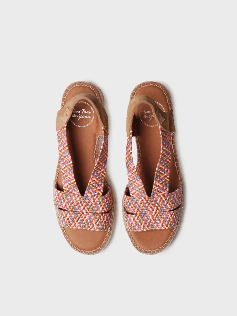 Toni Pons Cuñas Medias | Abiertas | DALYN - Alpargata de mujer con tacón ancho y elásticos bicolor | DALYN