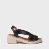 Toni Pons Cuñas Medias | Abiertas | DAMA - Alpargata de mujer con tacón ancho y elásticos metalizados | DAMA