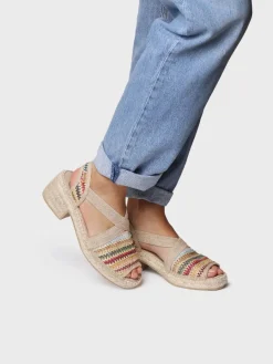 Toni Pons Cuñas Medias | Abiertas | DELMI-MA - Alpargata de mujer en rafia multicolor con tacón ancho | DELMI-MA