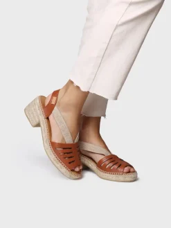 Toni Pons Cuñas Medias | Abiertas | DIMA - Alpargata de mujer en piel con tacón ancho y elásticos | DIMA