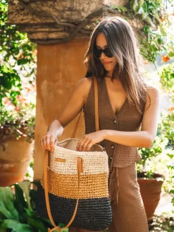 Toni Pons Bolsos | DORA - Bolso shopper en rafia de papel con cremallera | DORA