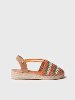 Toni Pons Cerradas | Cuñas Bajas | EMILIA - Alpargata plana de mujer en crochet multicolor | EMILIA