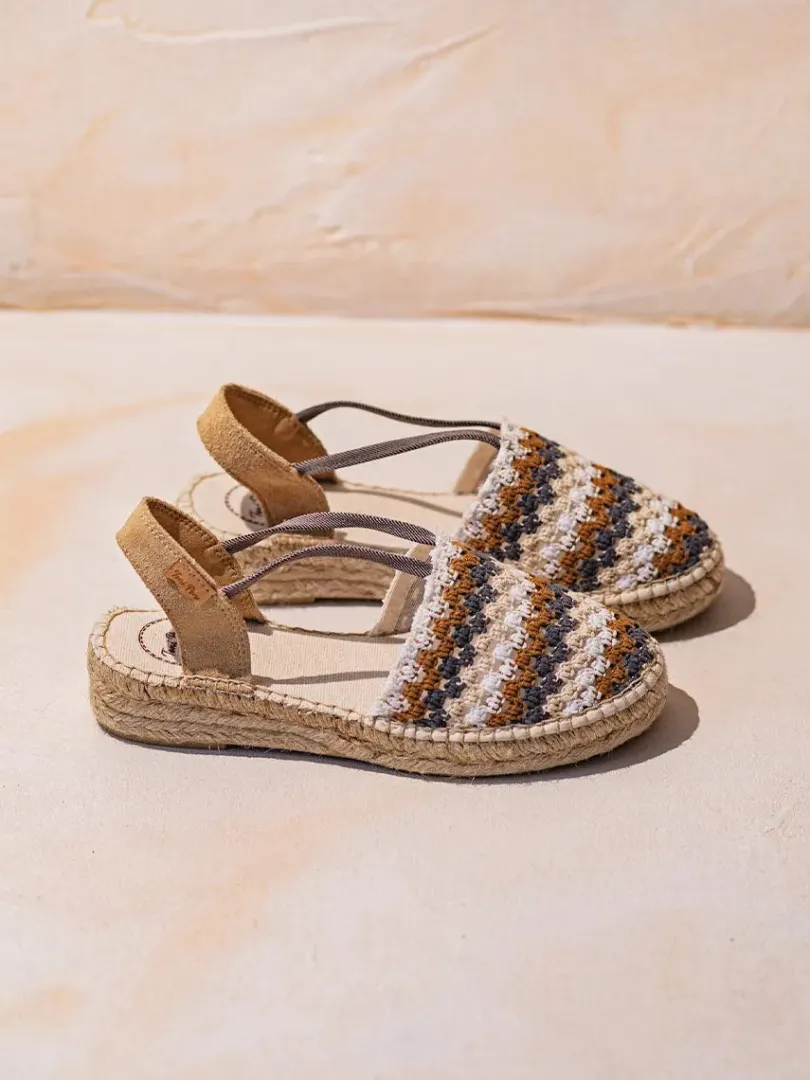 Toni Pons Cerradas | Cuñas Bajas | EMILIA - Alpargata plana de mujer en crochet multicolor | EMILIA