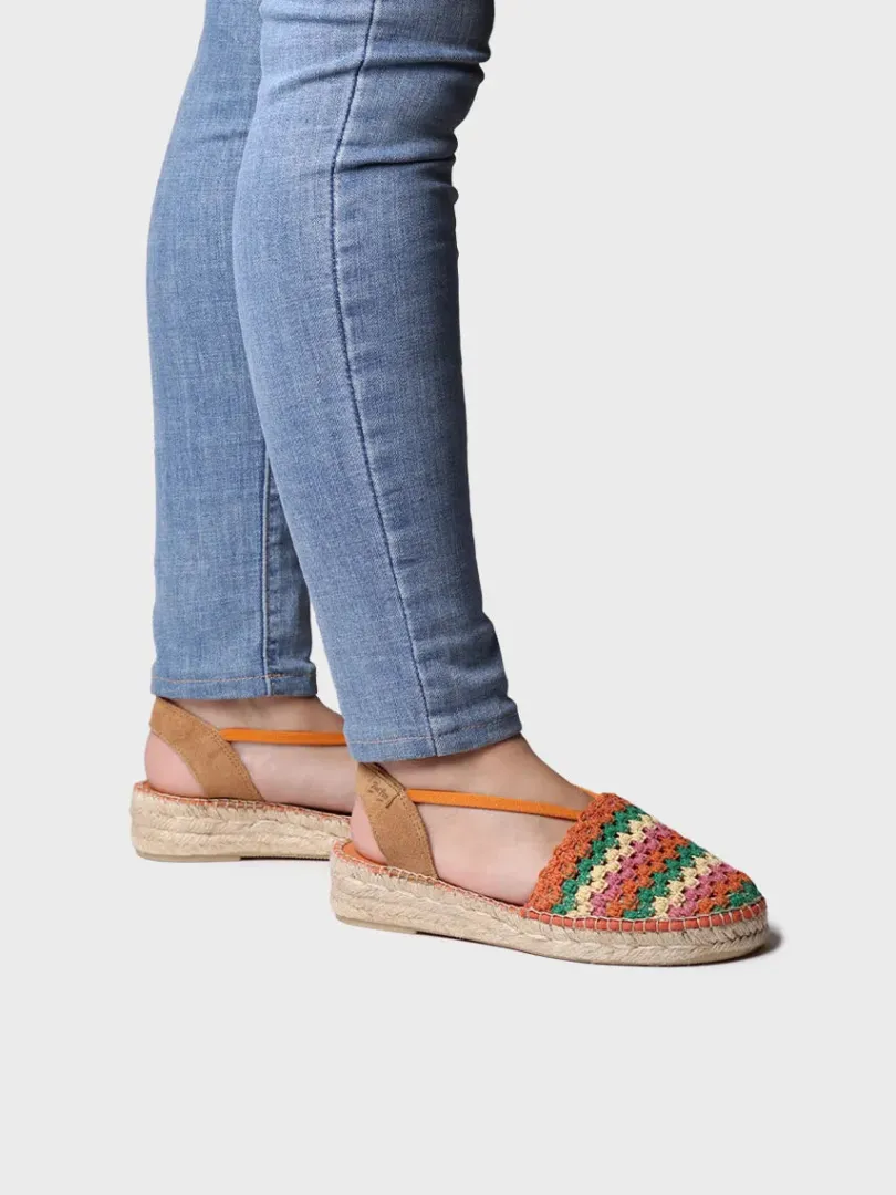Toni Pons Cerradas | Cuñas Bajas | EMILIA - Alpargata plana de mujer en crochet multicolor | EMILIA