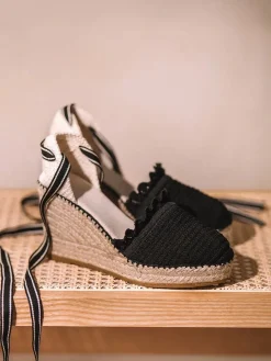 Toni Pons Cuñas Altas | GALARINA - Alpargata de punto de cuña con cintas para mujer | GALARINA