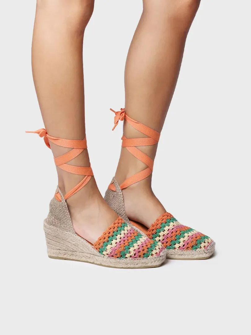 Toni Pons Cuñas Medias | Cerradas | GEORGINA - Alpargata de cuña de mujer en crochet multicolor | GEORGINA