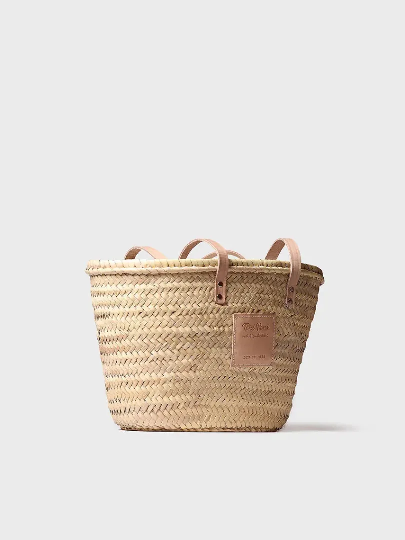 Toni Pons Bolsos | GOMERA - Capazo de mimbre para mujer con asas de piel | GOMERA