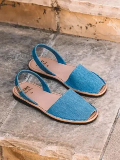 Toni Pons Menorquinas | GRAU-TX - Abarca de hombre en denim con planta de piel | GRAU-TX