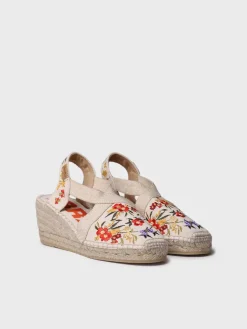 Toni Pons Cuñas Medias | Cerradas | MONTJOI - Alpargata de cuña de mujer con bordados multicolor | MONTJOI