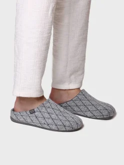 Toni Pons Slippers | NAUEL-KM - Zapatilla de casa tipo zueco para hombre en tejido en Gris | NAUEL-KM