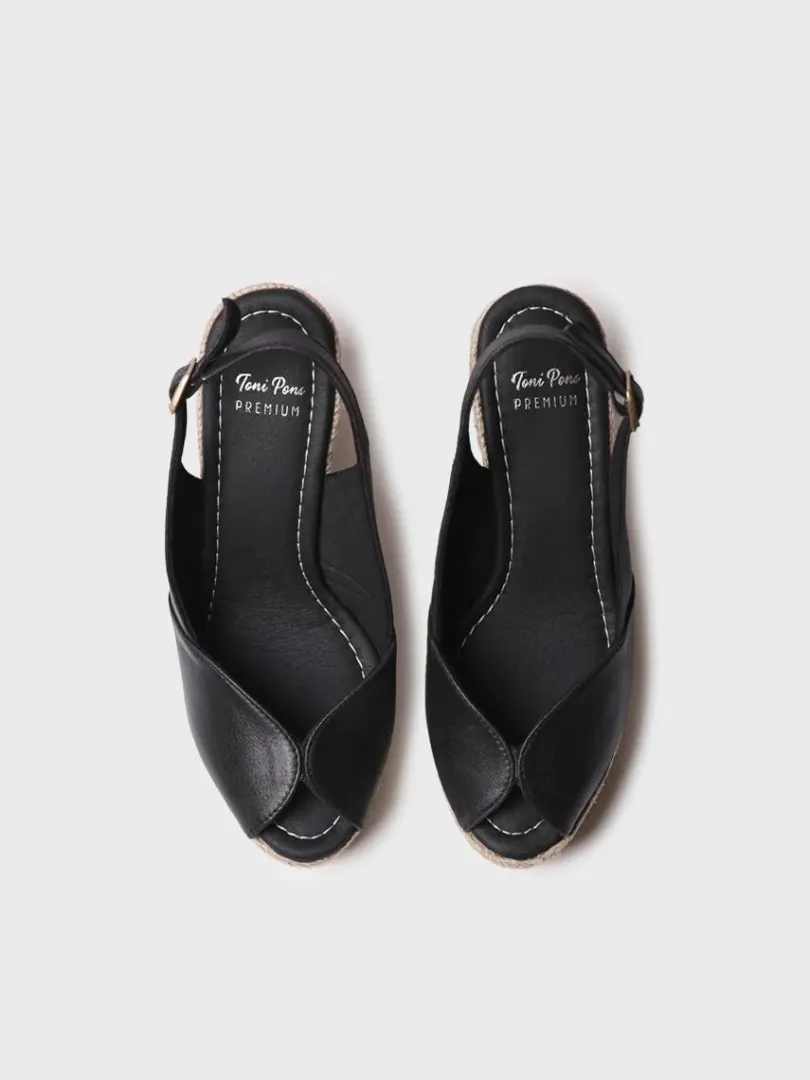 Toni Pons Cuñas Altas | Plataformas | OPRAH - Alpargata peep toe alta de mujer en piel con cuña | OPRAH