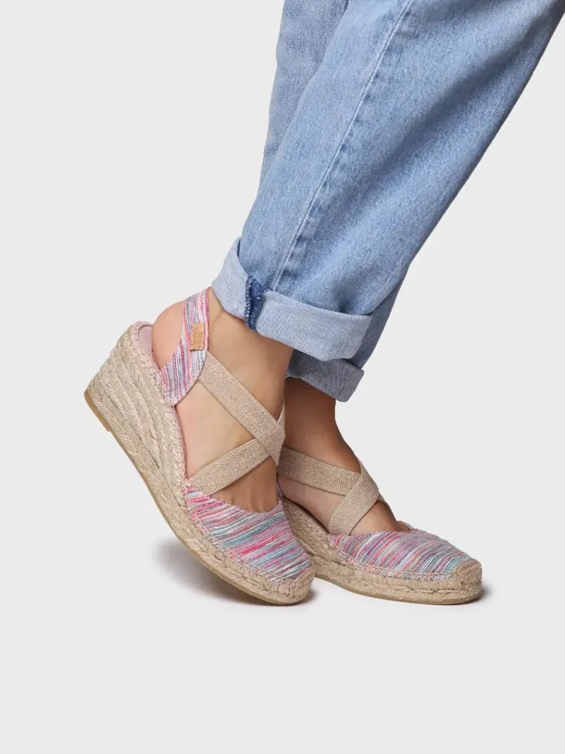 Toni Pons Cuñas Medias | Cerradas | SABA-RG - Alpargata de mujer con cuña y tiras elásticas cruzadas | SABA-RG