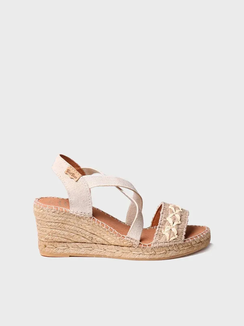 Toni Pons Cuñas Medias | Abiertas | SUSA-BN - Sandalia de cuña de yute para mujer | SUSA-BN