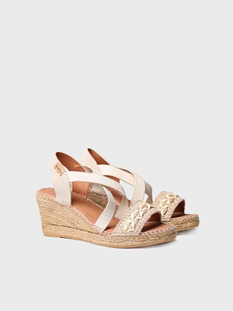 Toni Pons Cuñas Medias | Abiertas | SUSA-BN - Sandalia de cuña de yute para mujer | SUSA-BN
