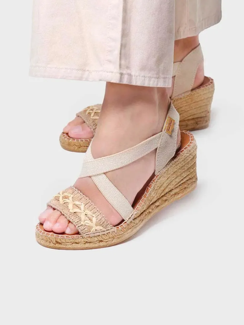 Toni Pons Cuñas Medias | Abiertas | SUSA-BN - Sandalia de cuña de yute para mujer | SUSA-BN