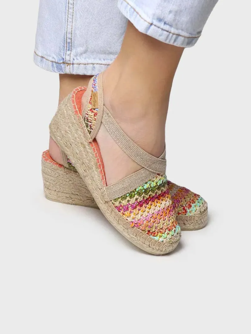 Toni Pons Cuñas Medias | Cerradas | TERRA-NZ - Alpargata vegana en rafia multicolor | TERRA-NZ