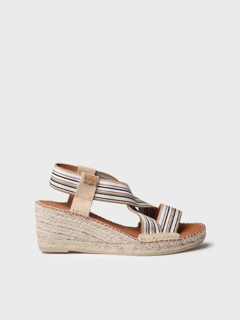 Toni Pons Cuñas Medias | Abiertas | TINA - Alpargata de mujer con cuña y bandas elásticas | TINA