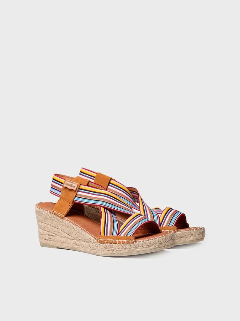 Toni Pons Cuñas Medias | Abiertas | TINA - Alpargata de mujer con cuña y bandas elásticas | TINA