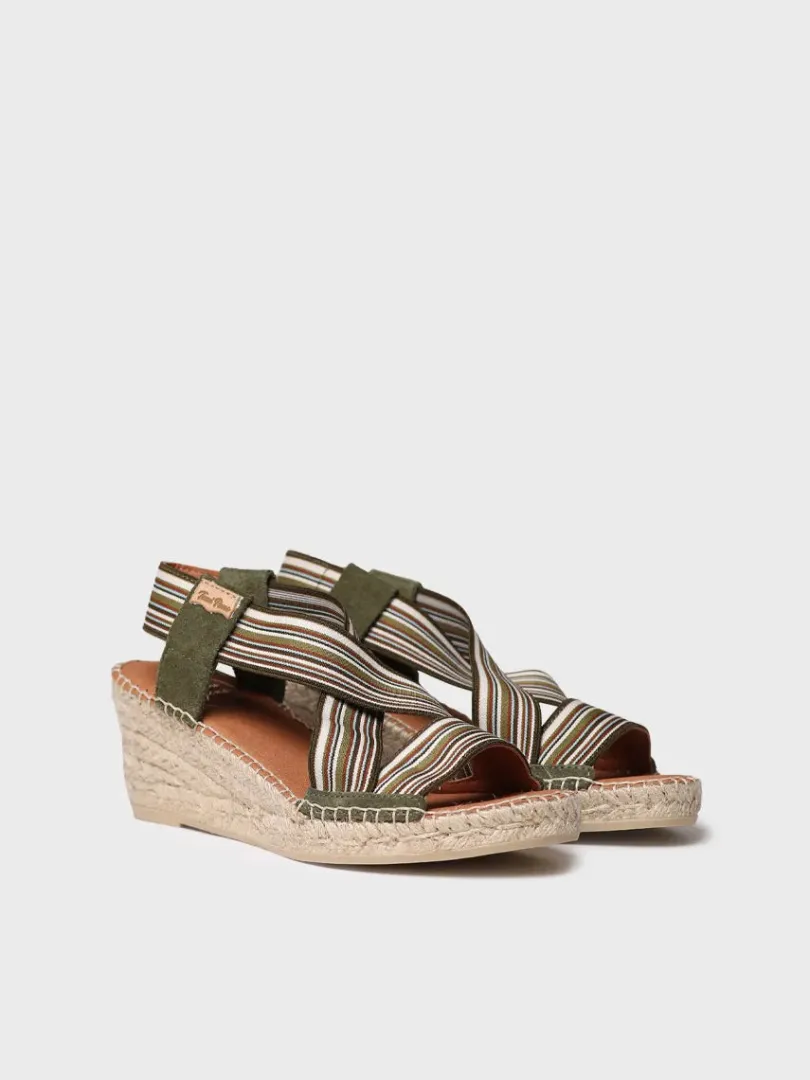 Toni Pons Cuñas Medias | Abiertas | TINA - Alpargata de mujer con cuña y bandas elásticas | TINA