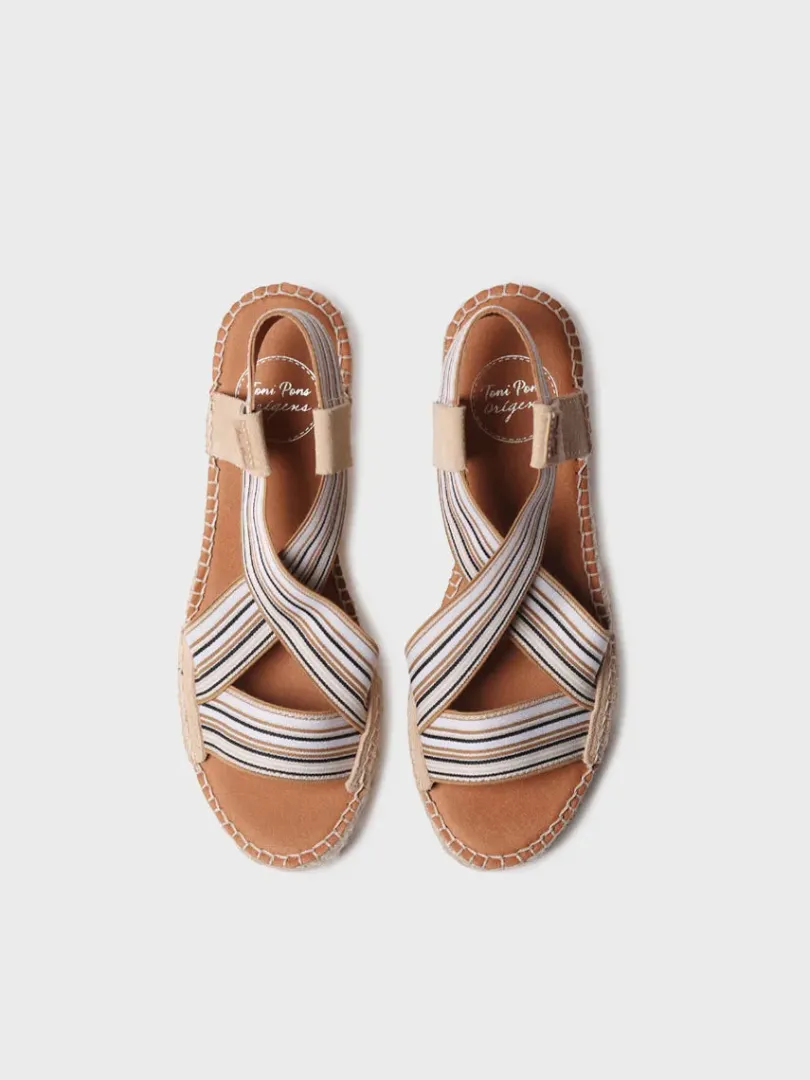 Toni Pons Cuñas Medias | Abiertas | TINA - Alpargata de mujer con cuña y bandas elásticas | TINA