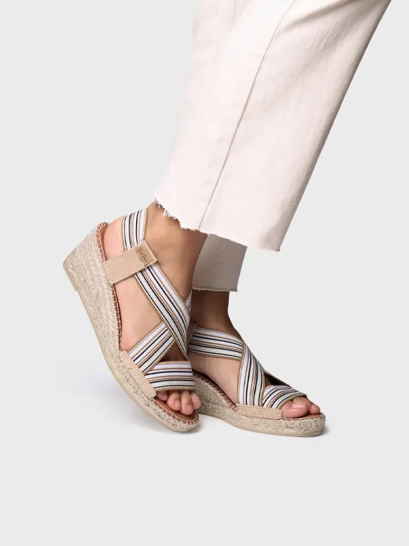 Toni Pons Cuñas Medias | Abiertas | TINA - Alpargata de mujer con cuña y bandas elásticas | TINA