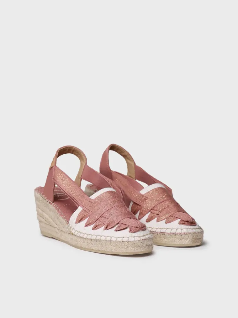 Toni Pons Cuñas Medias | Cerradas | TRACY-CZ - Alpargata de mujer en algodón crudo con cuña y cintas | TRACY-CZ