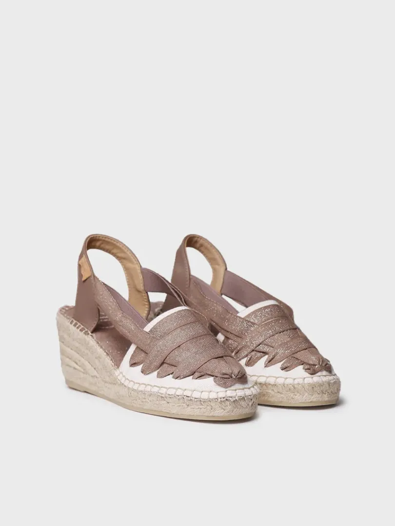 Toni Pons Cuñas Medias | Cerradas | TRACY-CZ - Alpargata de mujer en algodón crudo con cuña y cintas | TRACY-CZ