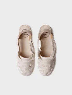 Toni Pons Cuñas Medias | Cerradas | TRACY-CZ - Alpargata de mujer en algodón crudo con cuña y cintas | TRACY-CZ