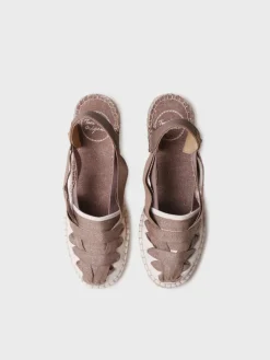 Toni Pons Cuñas Medias | Cerradas | TRACY-CZ - Alpargata de mujer en algodón crudo con cuña y cintas | TRACY-CZ