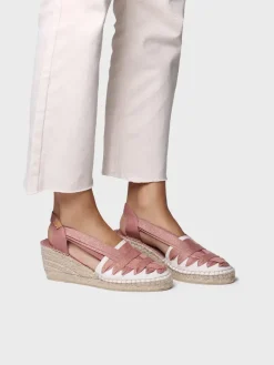 Toni Pons Cuñas Medias | Cerradas | TRACY-CZ - Alpargata de mujer en algodón crudo con cuña y cintas | TRACY-CZ