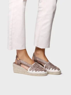 Toni Pons Cuñas Medias | Cerradas | TRACY-CZ - Alpargata de mujer en algodón crudo con cuña y cintas | TRACY-CZ