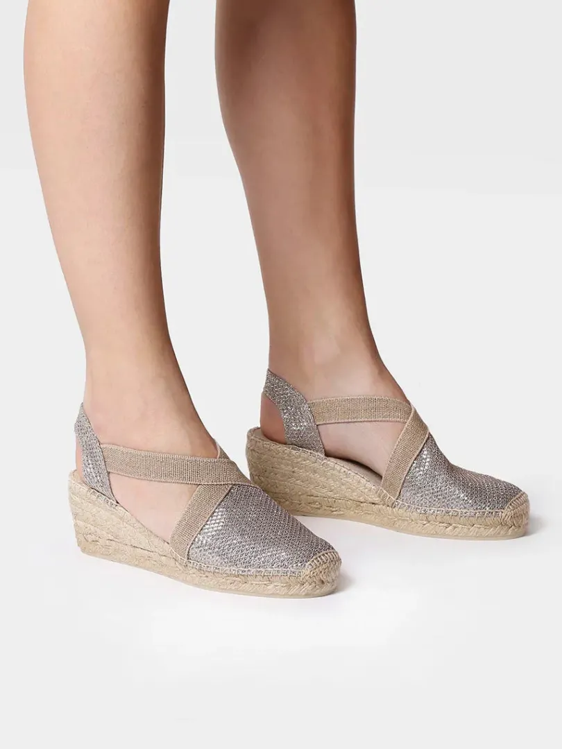 Toni Pons Cuñas Medias | Cerradas | TRITON - Alpargata vegana brillante para mujer | TRITON