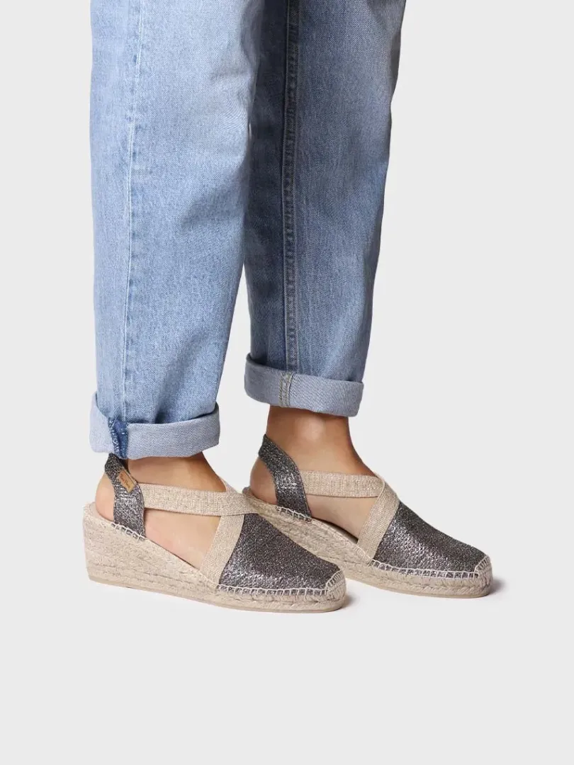 Toni Pons Cuñas Medias | Cerradas | TRITON - Alpargata vegana brillante para mujer | TRITON