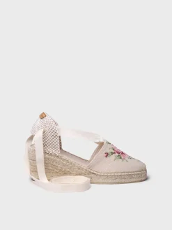 Toni Pons Cuñas Medias | Cerradas | VENECIA - Alpargata vegana de mujer en algodón con bordado y cuña | VENECIA