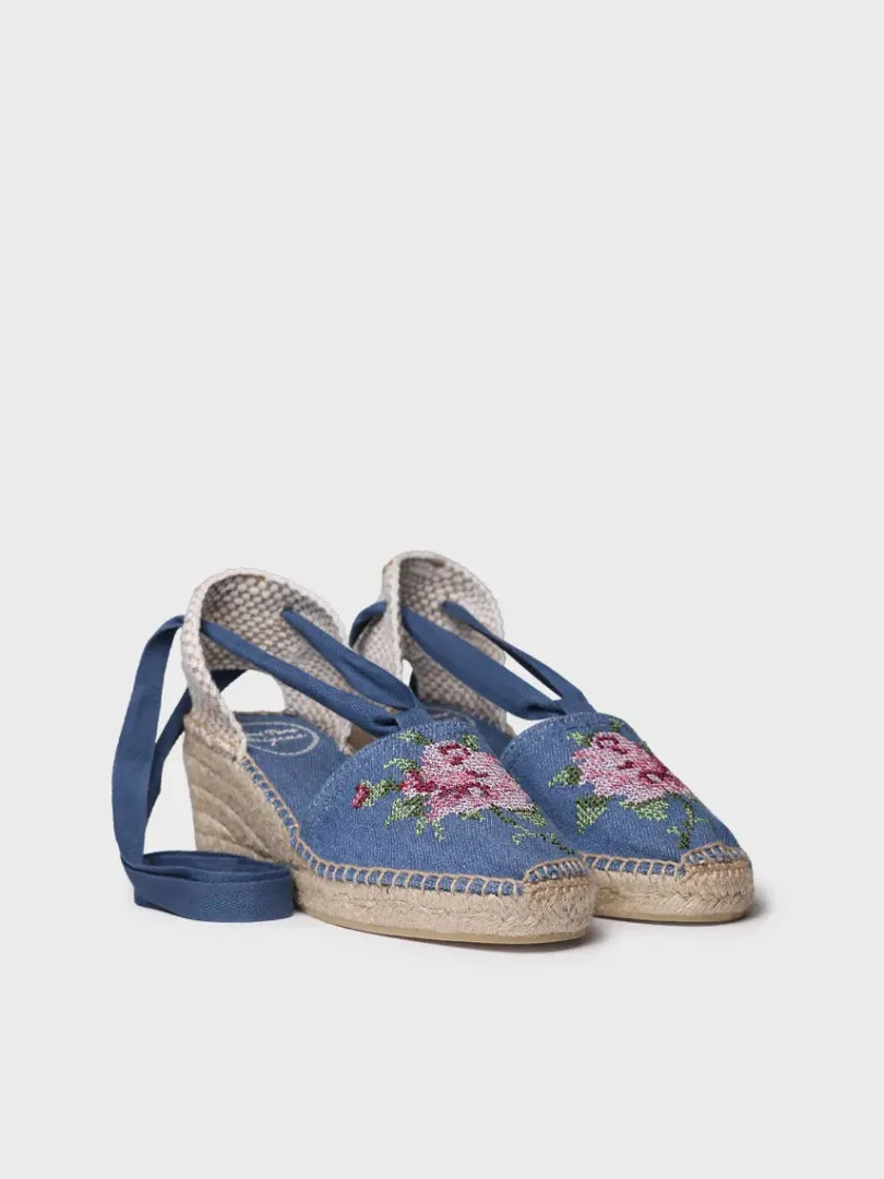 Toni Pons Cuñas Medias | Cerradas | VENECIA - Alpargata vegana de mujer en algodón con bordado y cuña | VENECIA
