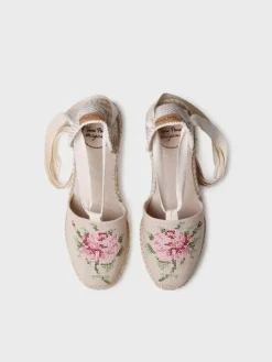Toni Pons Cuñas Medias | Cerradas | VENECIA - Alpargata vegana de mujer en algodón con bordado y cuña | VENECIA