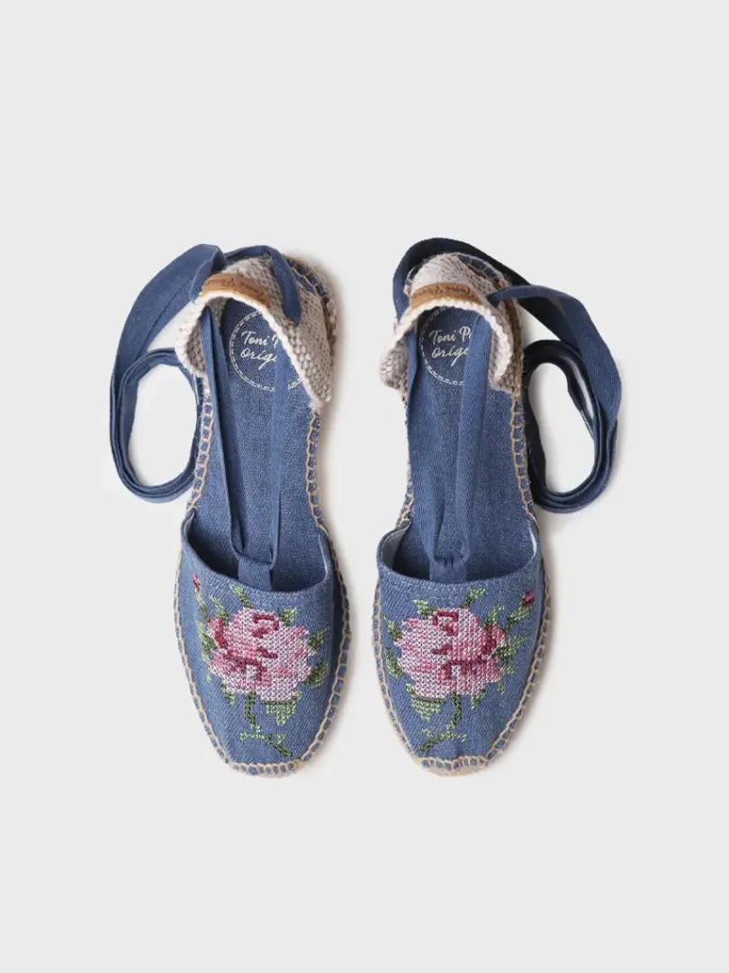 Toni Pons Cuñas Medias | Cerradas | VENECIA - Alpargata vegana de mujer en algodón con bordado y cuña | VENECIA