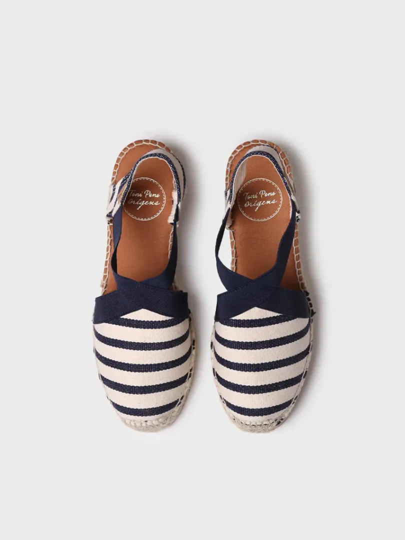 Toni Pons Cuñas Medias | Cerradas | VINAROS - Alpargata vegana de mujer en algodón a rayas con cuña | VINAROS